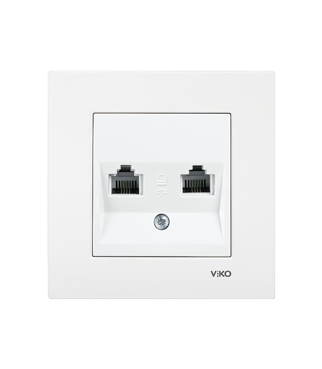 rozetka-dvoynaya-telefonnaya-viko-karre-belyy-90960033-1 Розетка двойная телефонная Viko Karre Белый 90960033 — изображение 1