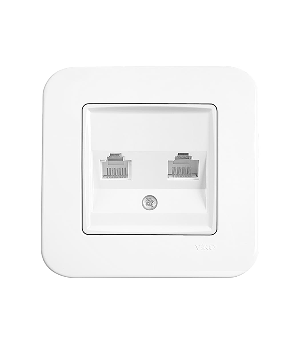 rozetka-dvoynaya-telefonnaya-viko-rollina-belyy-90420033-1 Розетка двойная телефонная Viko Rollina Белый 90420033 — изображение 1