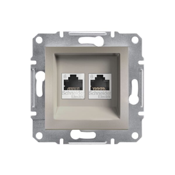Розетка комп'ютерна 2-ва RJ45 cat5e UTP Schneider Electric Asfora Бронза EPH4800169