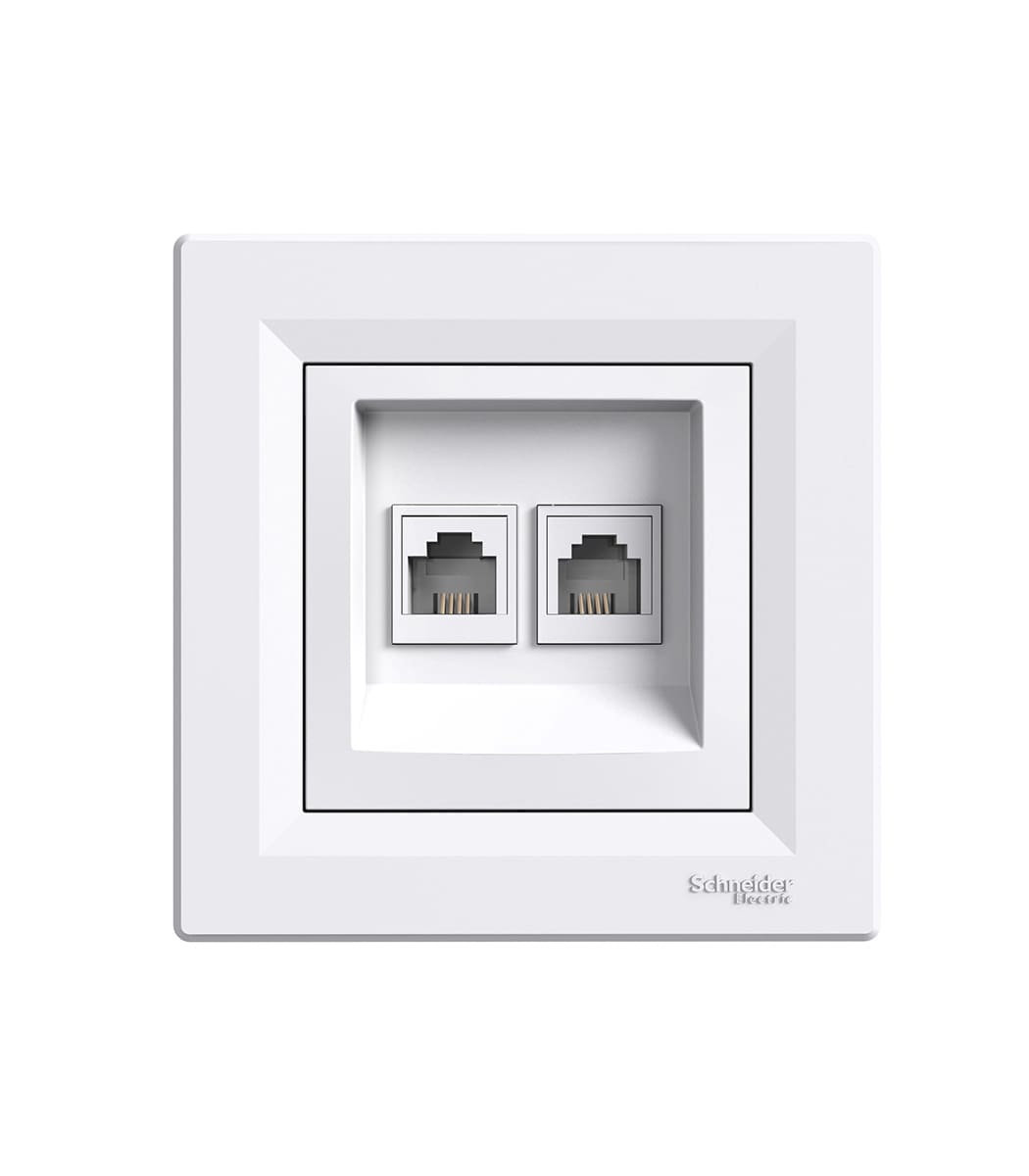 rozetka-telefonnaya-2-ya-rj11-4-kontakta-belaya-asfora-eph4200121-1 Розетка телефонная 2-я, RJ11, 4 контакта, Белая, Asfora EPH4200121 — изображение 1