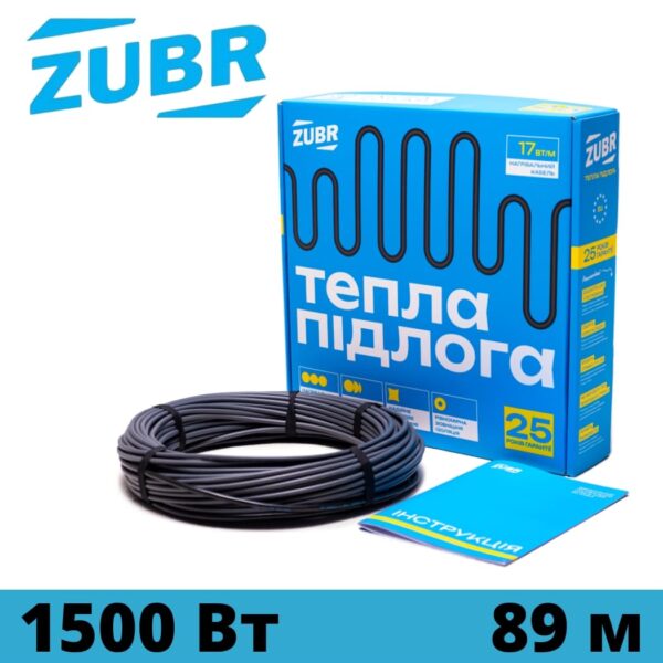 Кабель нагревательный двух жильный ZUBR DC17 89/1500Вт