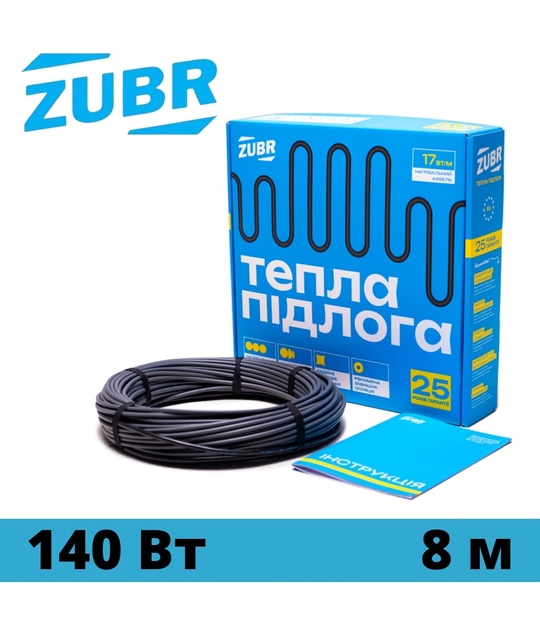 kabel-nagrevatelnyy-dvuh-jilnyy-zubr-dc17-8_140vt Кабель нагревательный двух жильный ZUBR DC17 8/140Вт — изображение 1