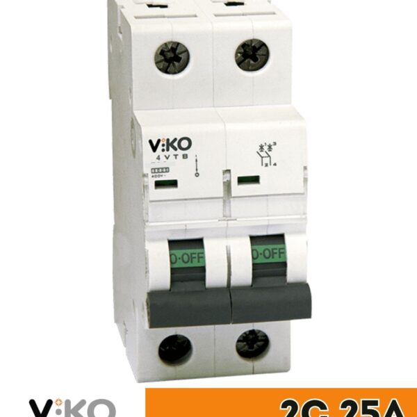 Выключатель автоматический Viko, 2P, C, 25A, 4,5kA 4VTB-2C25