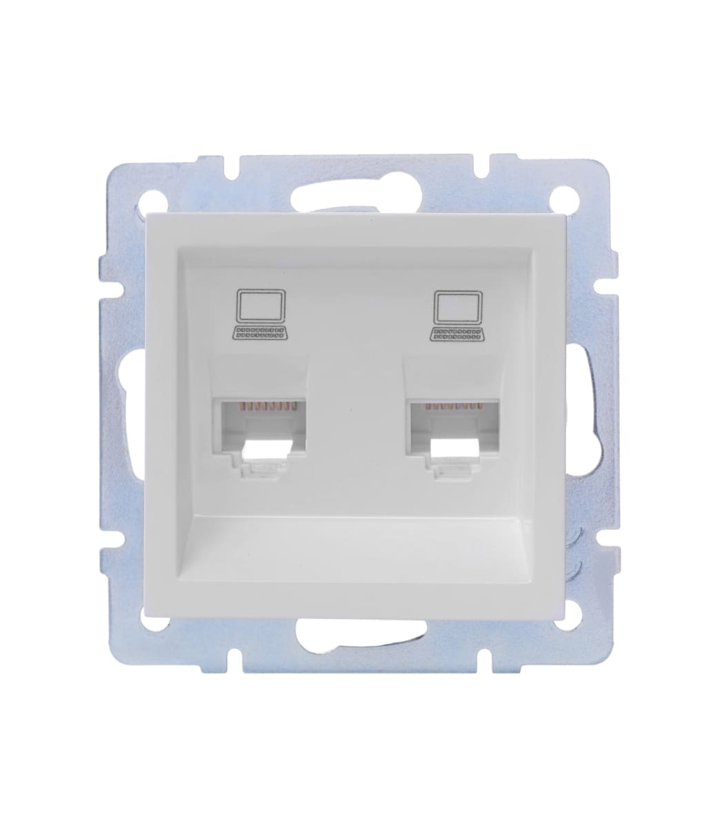 rozetka-dvoynaya-kompyuternaya-pc-lezard-vesna-belaya-742-0288-141 Розетка двойная компьютерная PC LEZARD VESNA Белая (742-0288-141) — изображение 1