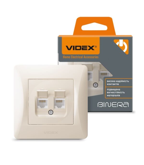 Розетка двойная CAT6 компьютерная(PC) Крем VIDEX BINERA (VF-BNSK2PC6-CR)