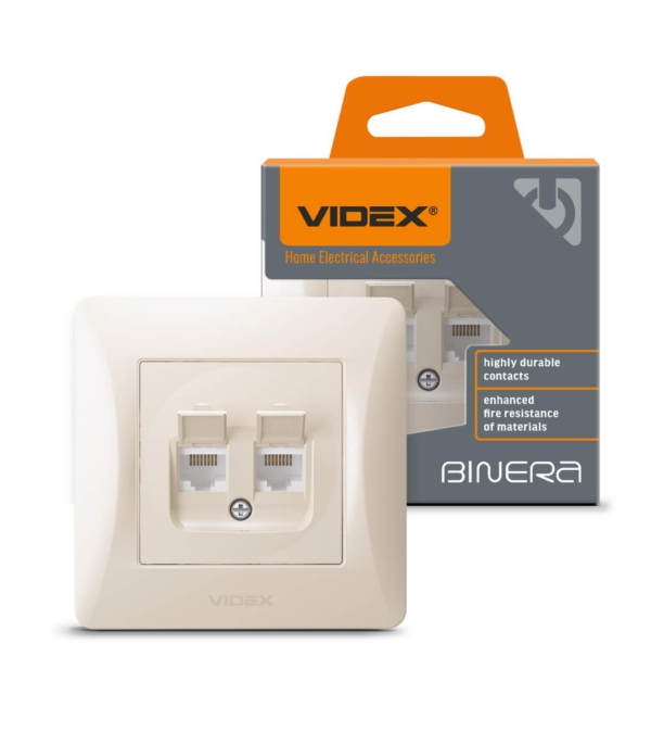 Розетка двойная CAT6 компьютерная(PC) Крем VIDEX BINERA (VF-BNSK2PC6-CR) — изображение 2