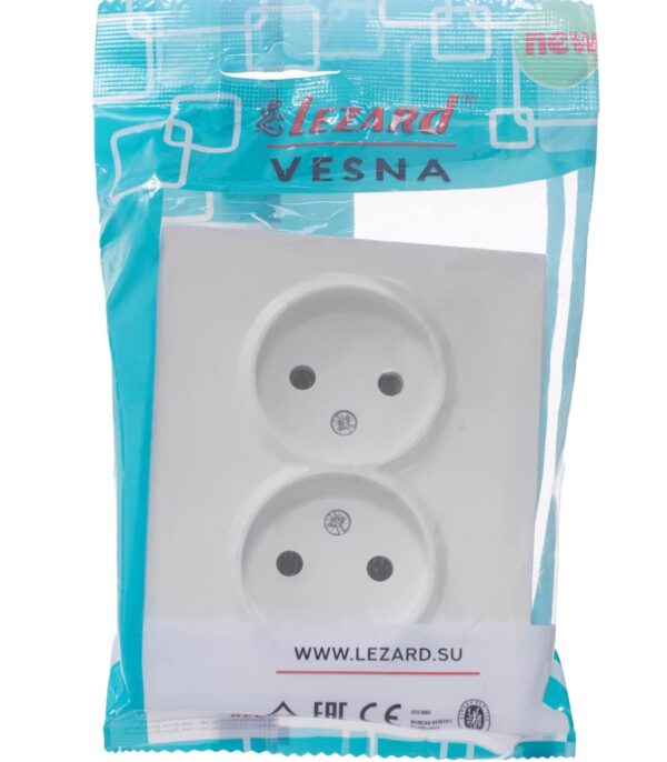 Розетка двойная LEZARD VESNA Белая (742-0200-128B) - Зображення 8