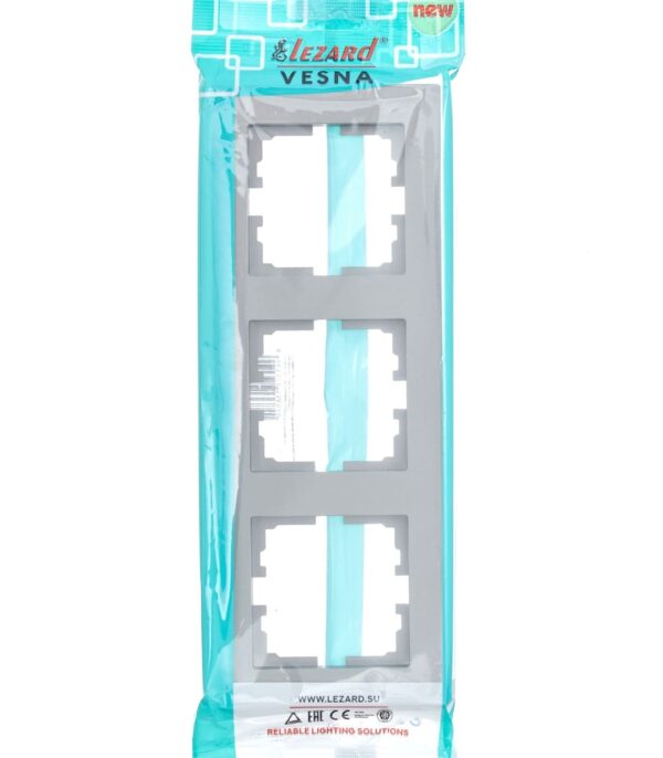 Рамка 3-я вертикальная LEZARD VESNA Серая матовая (742-3500-153) — изображение 5