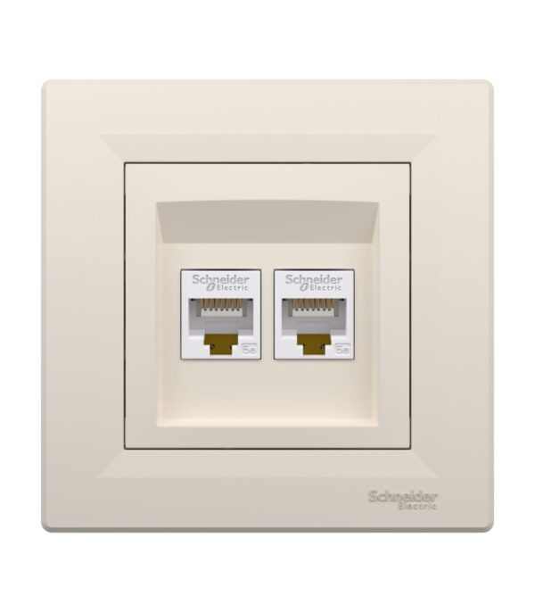 Розетка компьютерная 2-я, RJ45, кат.5е, UTP, Кремовая, Asfora EPH4400123 — изображение 2