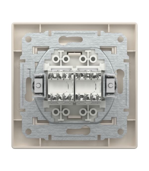 Розетка компьютерная 2-я, RJ45, кат.5е, UTP, Кремовая, Asfora EPH4400123 — изображение 4