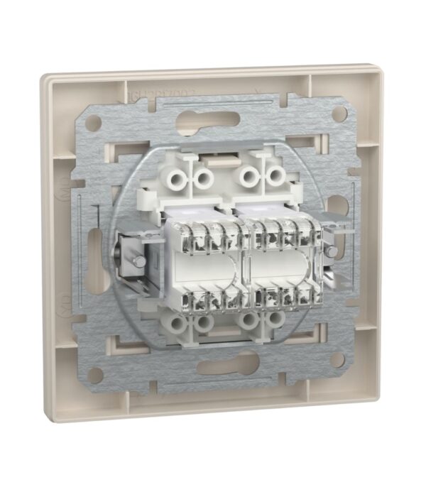 Розетка компьютерная 2-я, RJ45, кат.5е, UTP, Кремовая, Asfora EPH4400123 — изображение 5