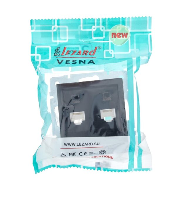 Розетка компьютерная (PC) двойная LEZARD VESNA Антрацит (742-4288-141) - Зображення 6