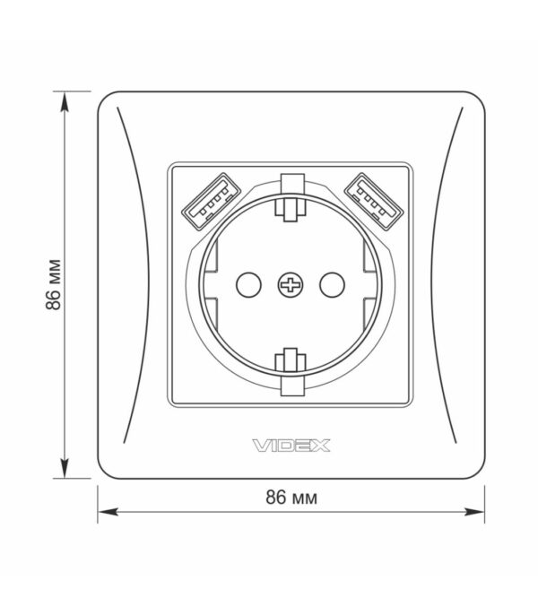 Розетка одинарная с заземлением и 2USB белая VIDEX BINERA (VF-BNSK1GU2-W) — изображение 6