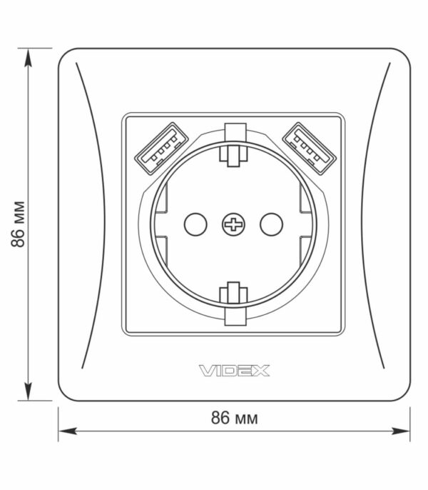 Розетка одинарная с заземлением + 2 USB Серебряный шёлк VIDEX BINERA (VF-BNSK1GU2-SS) — изображение 5
