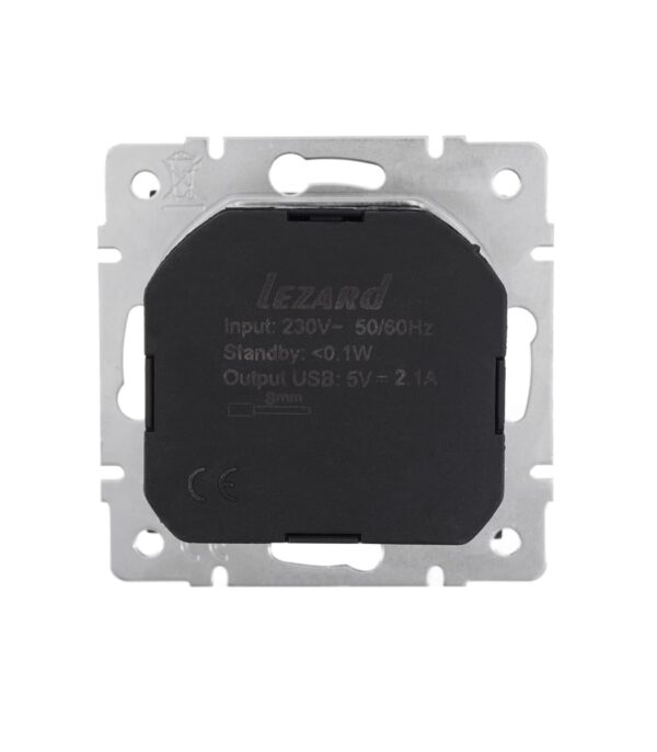 Розетка одинарная с заземлением + USB LEZARD VESNA Антрацит (742-4288-181) — изображение 3