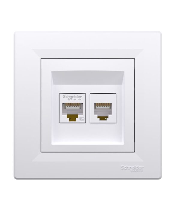 Розетка телефонная + компьютерная Белая, Asfora EPH4900121 — изображение 2