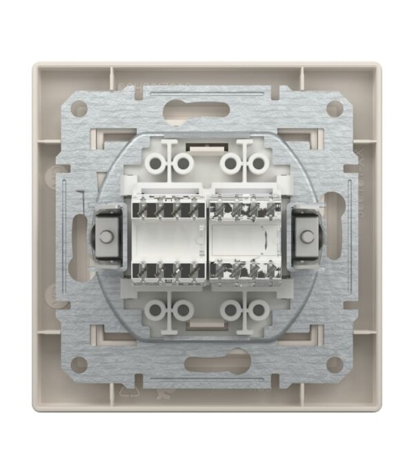 Розетка телефонная + компьютерная,Кремовая, Asfora EPH4900123 — изображение 4