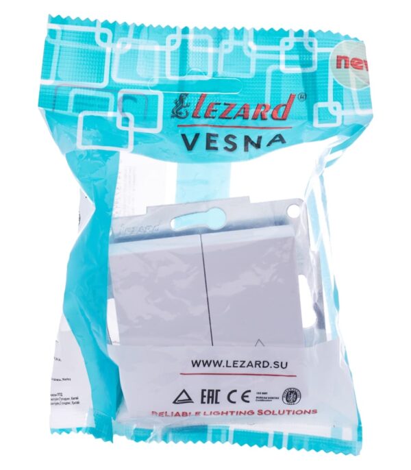 Выключатель двойной проходной LEZARD VESNA Белый (742-0288-106) — изображение 6