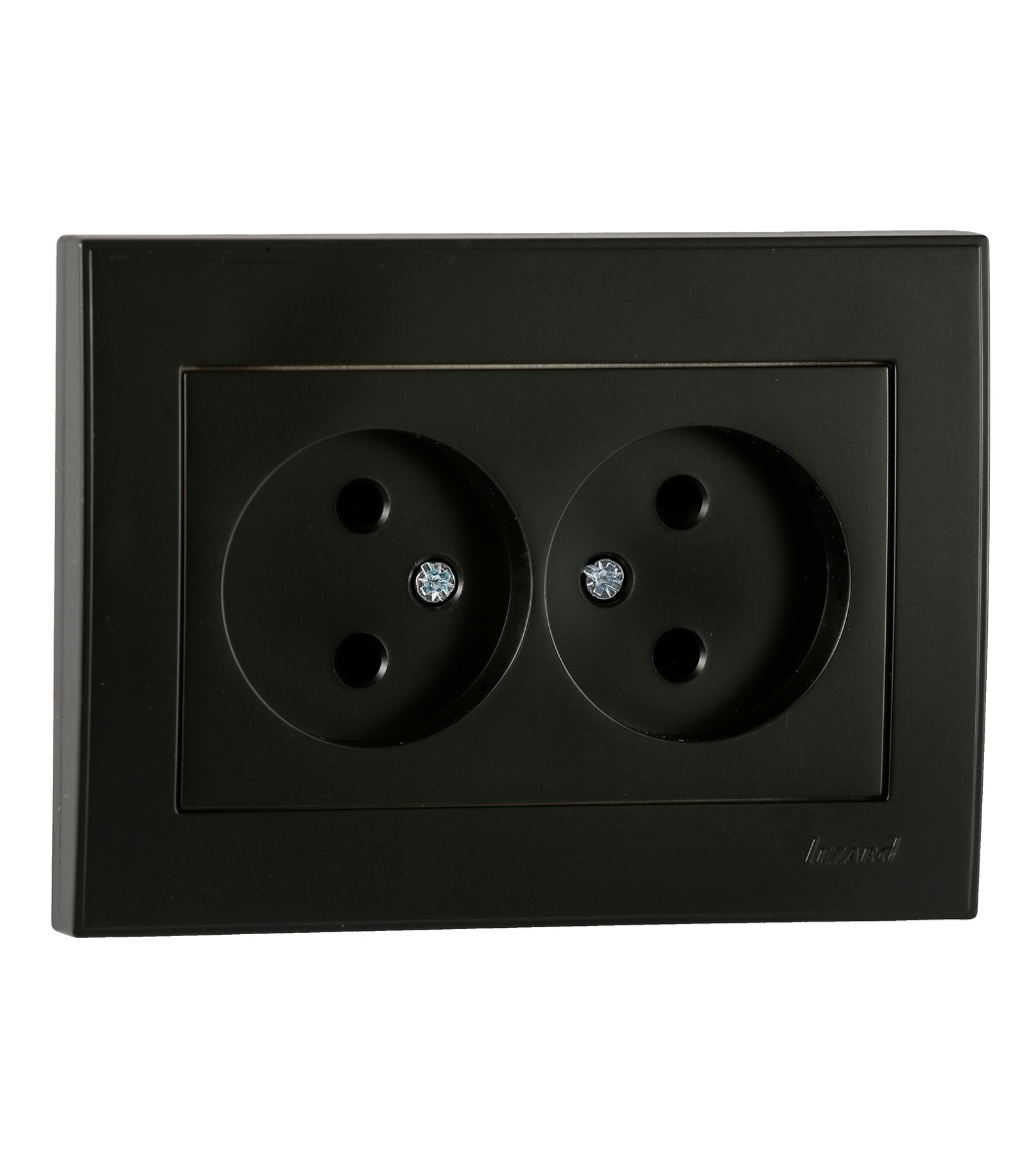 rozetka-2-ya-bez_z-lezard-rain-antracit-703-4242-128b Розетка 2-я без/з LEZARD RAIN Антрацит (703-4242-128B) - Зображення 1